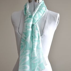 Silk Hand Painted Mint Green Floral Scarf